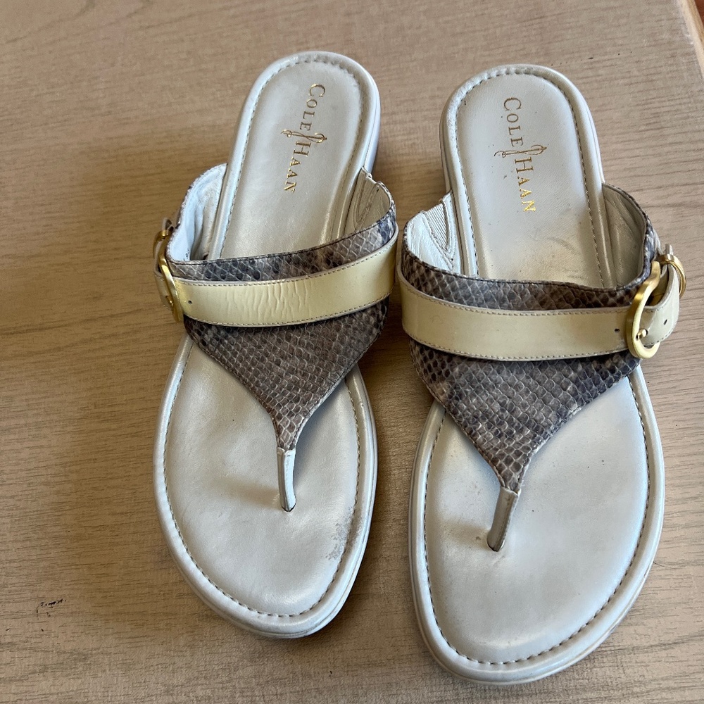 Cole Hann women's cream  wedge sandal